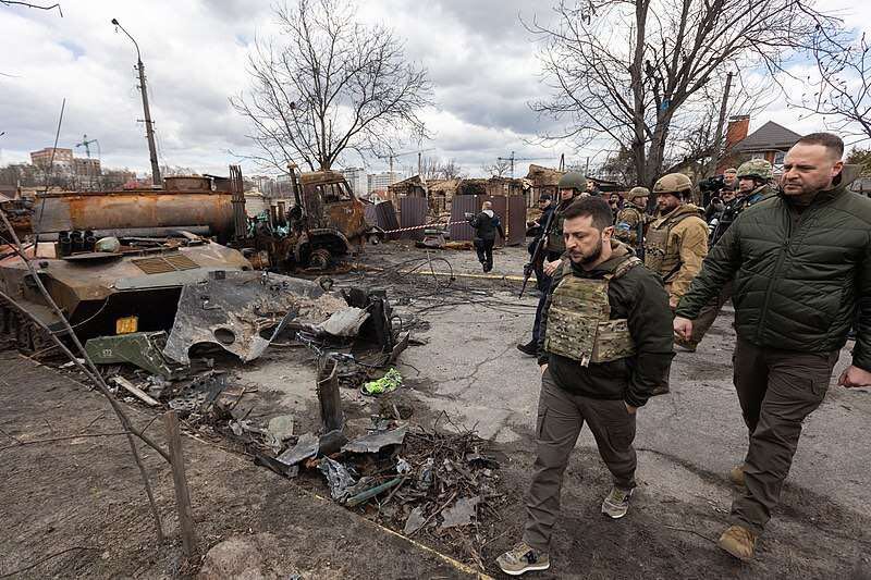bucha after russian invasion of ukraine president zelensky and yermak april 2022