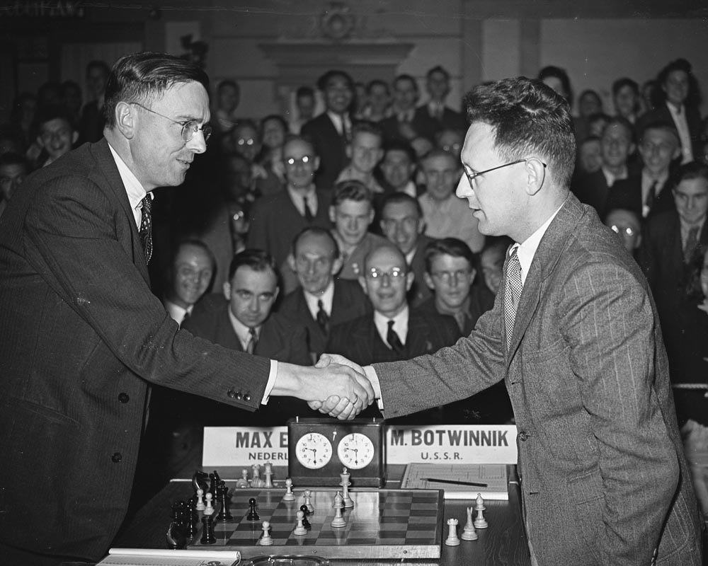 MaxEuweMichaelBotvinnikChessGroningen1946Wikimedia.jpg